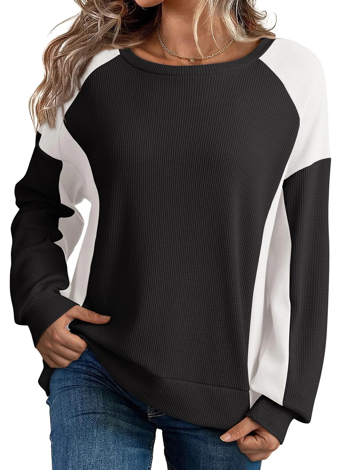 High-Low Hem Color Block Sweatshirt