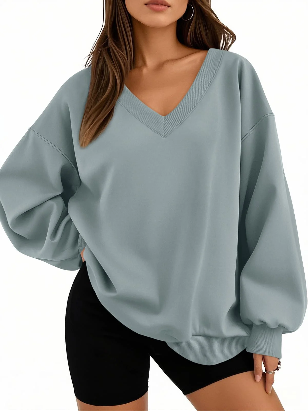 Oversized V-Neck Sweatshirt for Women