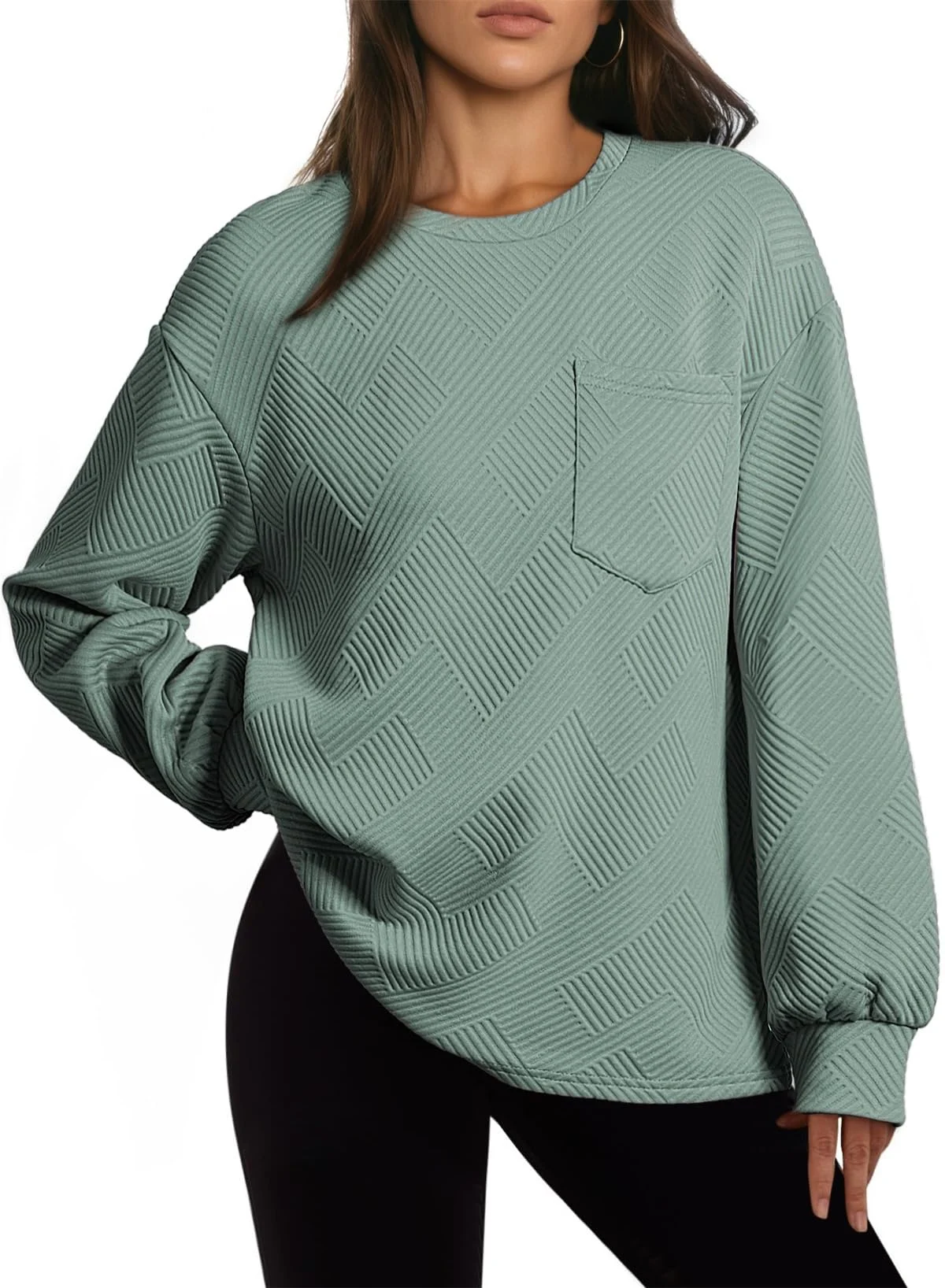 Textured Sweatshirt with Chest Pocket