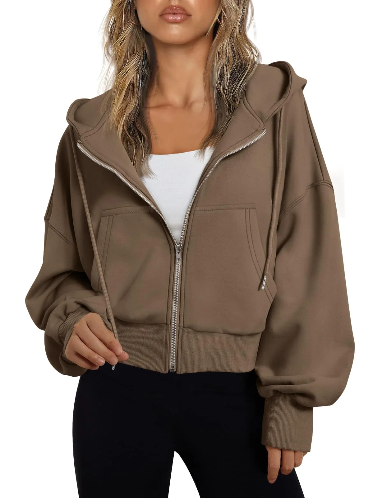 Women's Cropped Zip-Up Hoodie