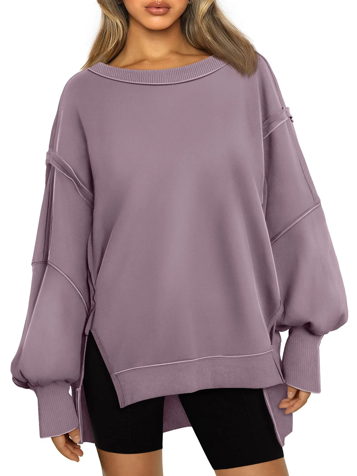 Womens Oversized Sweatshirts Crewneck Shirts Winter Clothes - Nutmeg
